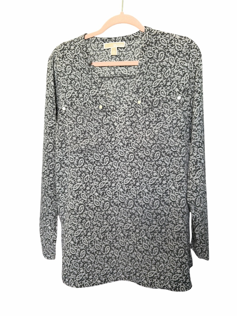 MICHAEL Michael Kors Black and White Paisley Print Blouse